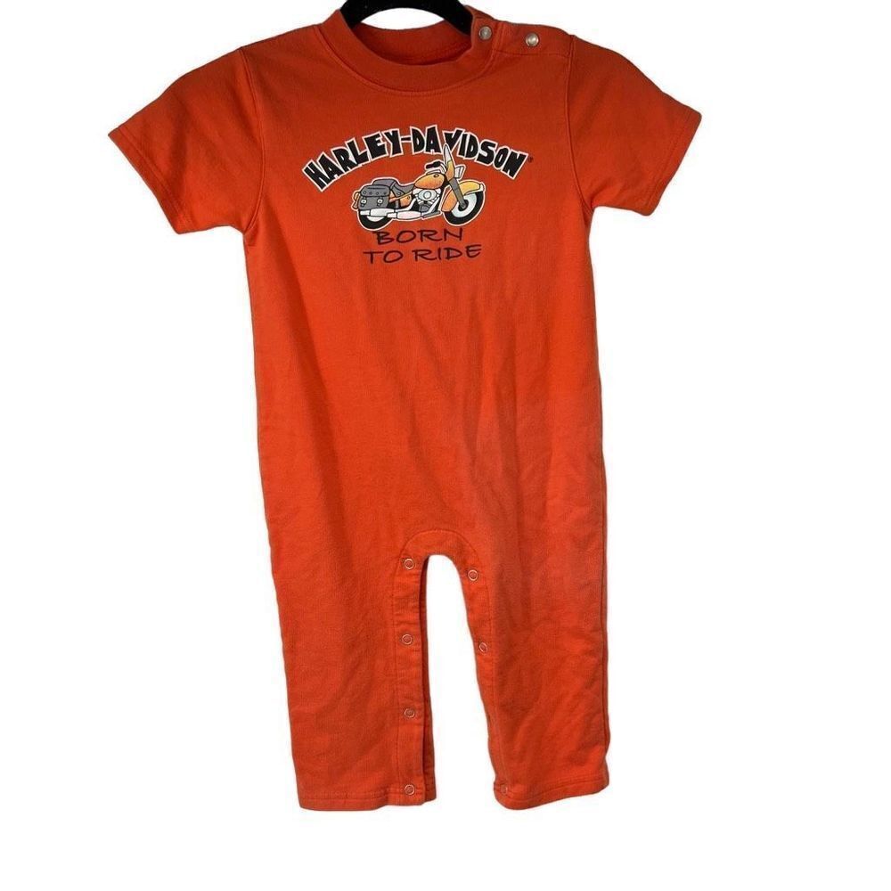 Harley-Davidson Orange Born To Ride Unisex Baby Romper